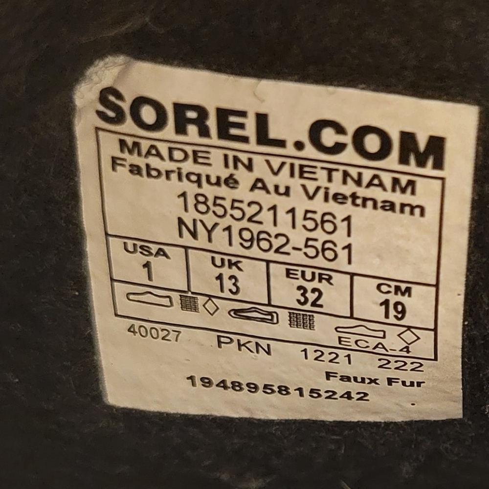Sorel Yoot Pac Waterproof Snow Boot Faux Fur Lined Girls Size 1 - Picture 6 of 8